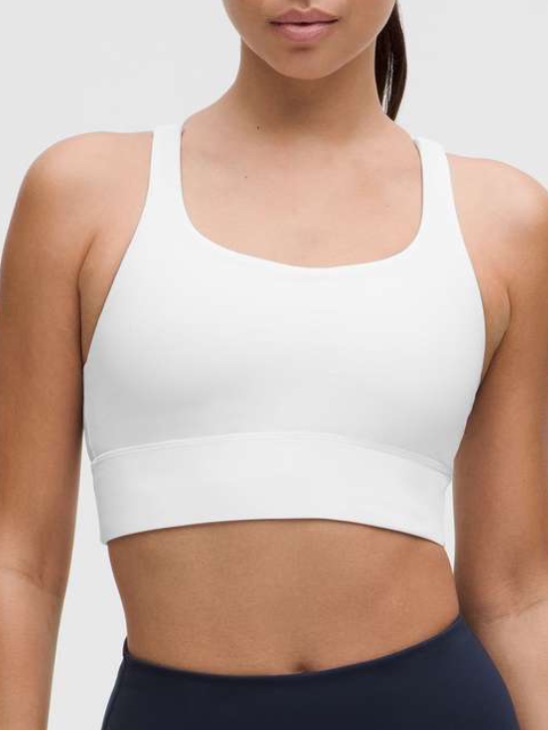 Lululemon Women 4 White Energy Longline Sports Bra Medium Support B-D Cups
